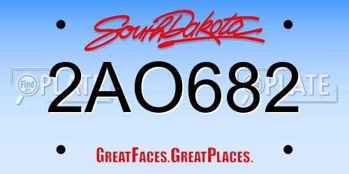 2AO682 South Dakota License Plate