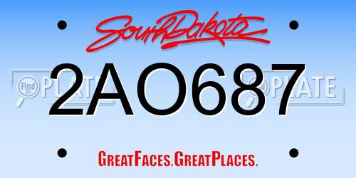 2AO687 South Dakota License Plate