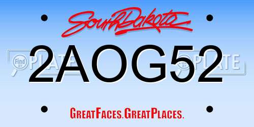 2AOG52 South Dakota License Plate