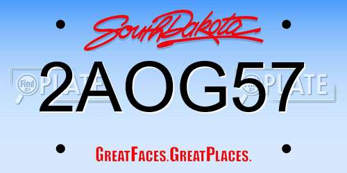2AOG57 South Dakota License Plate