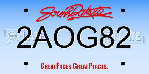 2AOG82 South Dakota License Plate