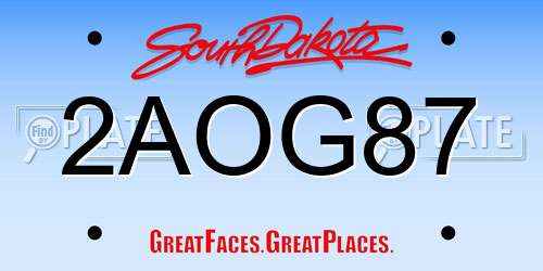 2AOG87 South Dakota License Plate
