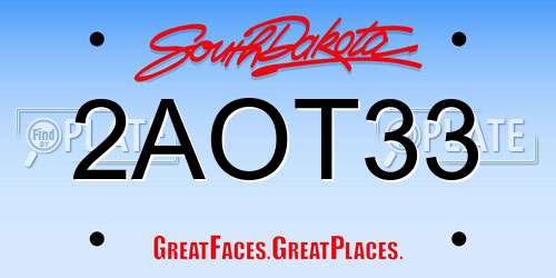 2AOT33 South Dakota License Plate