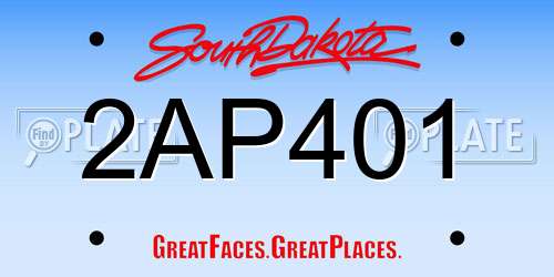 2AP401 South Dakota License Plate