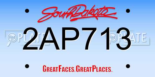 2AP713 South Dakota License Plate