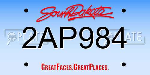 2AP984 South Dakota License Plate