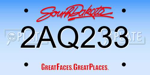 2AQ233 South Dakota License Plate
