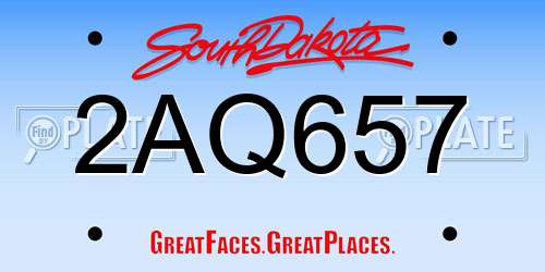 2AQ657 South Dakota License Plate