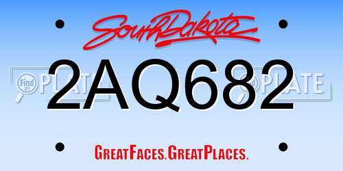 2AQ682 South Dakota License Plate
