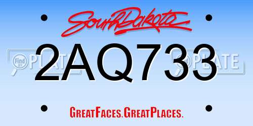 2AQ733 South Dakota License Plate