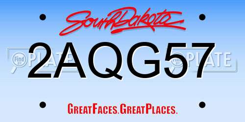2AQG57 South Dakota License Plate