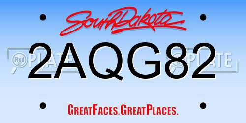 2AQG82 South Dakota License Plate