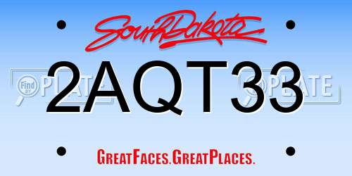 2AQT33 South Dakota License Plate