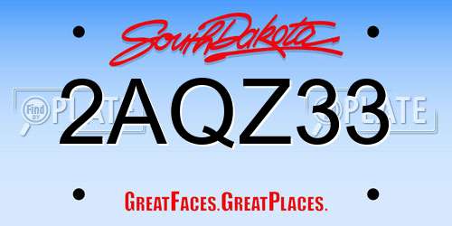 2AQZ33 South Dakota License Plate