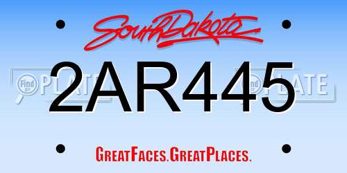 2AR445 South Dakota License Plate