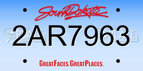 2AR7963 South Dakota License Plate