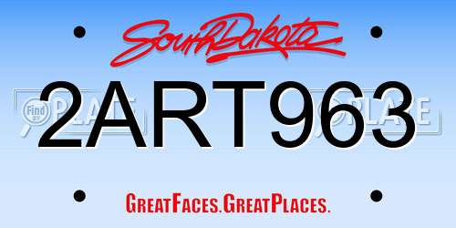 2ART963 South Dakota License Plate