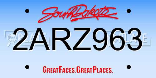 2ARZ963 South Dakota License Plate