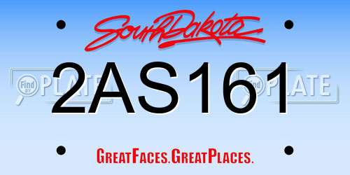 2AS161 South Dakota License Plate