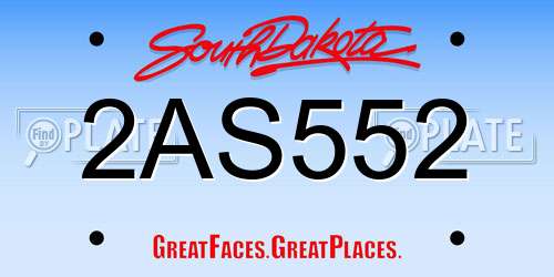2AS552 South Dakota License Plate