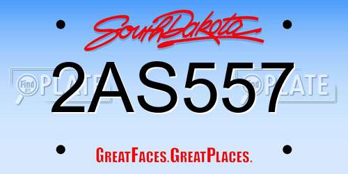 2AS557 South Dakota License Plate