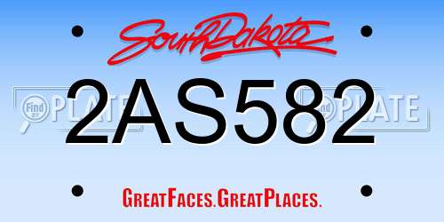 2AS582 South Dakota License Plate