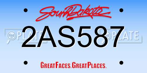 2AS587 South Dakota License Plate