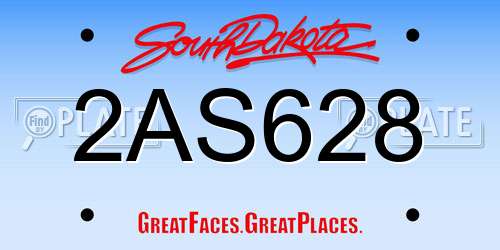 2AS628 South Dakota License Plate