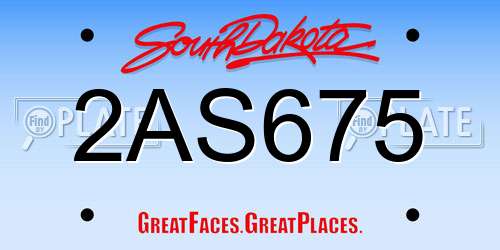 2AS675 South Dakota License Plate