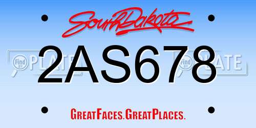 2AS678 South Dakota License Plate