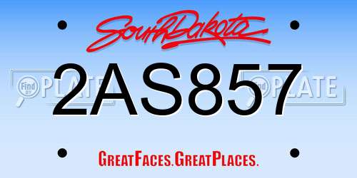 2AS857 South Dakota License Plate