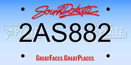 2AS882 South Dakota License Plate