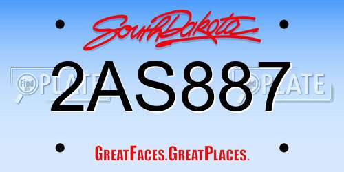 2AS887 South Dakota License Plate