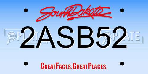 2ASB52 South Dakota License Plate