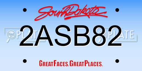 2ASB82 South Dakota License Plate