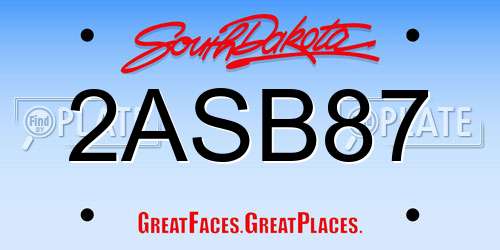 2ASB87 South Dakota License Plate