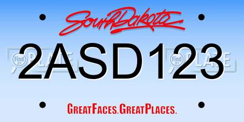 2ASD123 South Dakota License Plate
