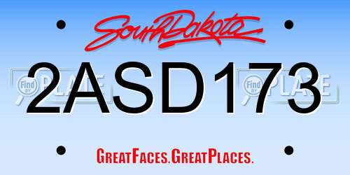 2ASD173 South Dakota License Plate