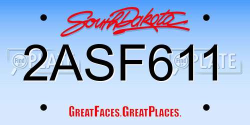 2ASF611 South Dakota License Plate