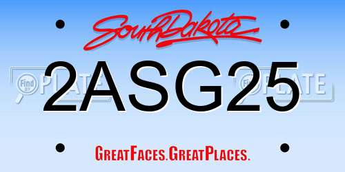 2ASG25 South Dakota License Plate