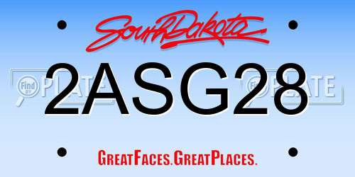 2ASG28 South Dakota License Plate