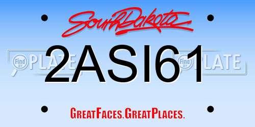 2ASI61 South Dakota License Plate