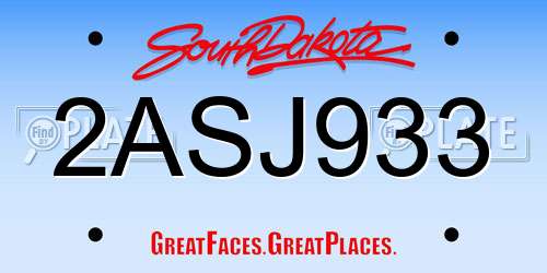 2ASJ933 South Dakota License Plate