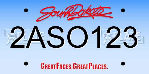 2ASO123 South Dakota License Plate