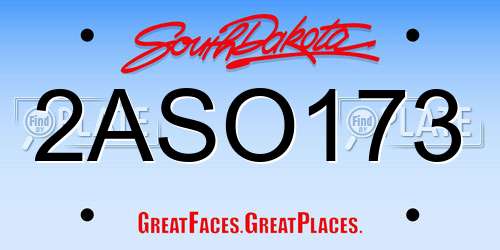 2ASO173 South Dakota License Plate
