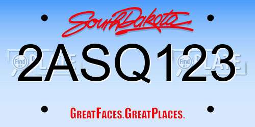 2ASQ123 South Dakota License Plate