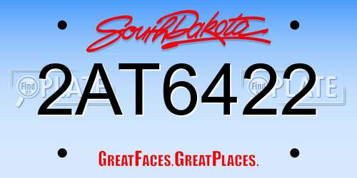 2AT6422 South Dakota License Plate