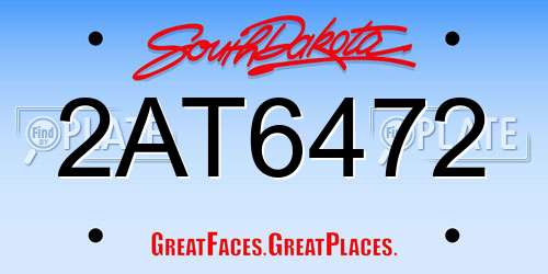 2AT6472 South Dakota License Plate