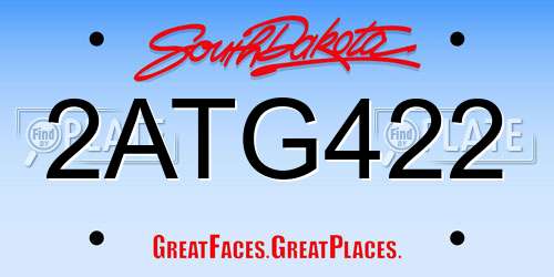 2ATG422 South Dakota License Plate