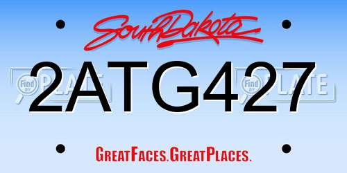 2ATG427 South Dakota License Plate